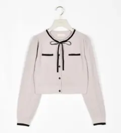 AnMILLE アンミール バイカラーリボンカーデ