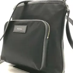 ポールスミス ショルダーバッグ マルチストライプ ナイロン レザー 黒