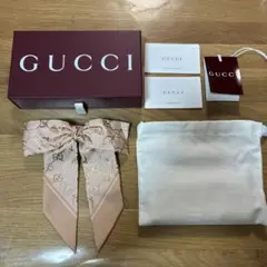 新品 GUCCI グッチ GG リボン シュシュ ピンク ヘアアクセサリー