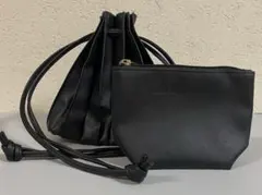 URBAN RESEARCH DOORS 巾着バッグ ポーチ付き　黒 ブラック