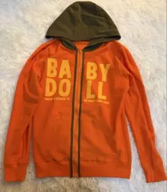 平成 00s y2k オレンジ パーカー リバーシブル BABYDOLL 英字