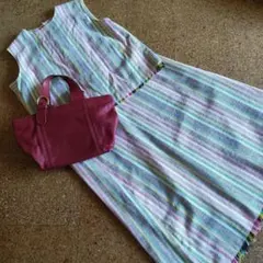 ミラオーウェン　ストライプノースリーブセットアップ