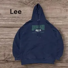90sLeeOVERLANDCROSSCOUNTRY刺繍パーカー紺古着Lフェードのサムネイル