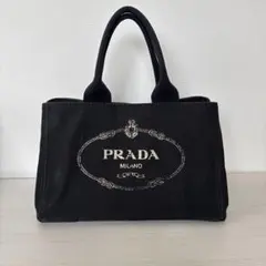 美品 プラダ カナパ M ハンドバッグ ショルダー 2way 三角ロゴ 黒