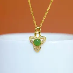 天然翡翠 ペンダント グリーン翡翠 3mm A貨 鑑定書付き S925チェーン 