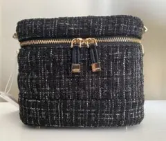 キルティング2WAYバニティバッグ ブラック×ブラック