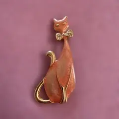 猫ブローチ ストーン付き