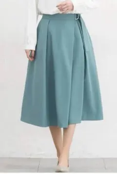 Honeys フレアスカート グリーン オフィスカジュアル ポケット付き