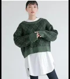 ローリーズファーム 2WAY柄ショートニットプルオーバーカーディガン