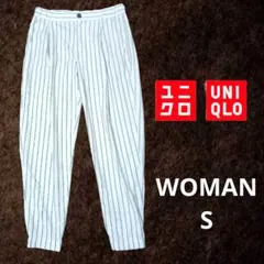 【美品】UNIQLO ホワイトストライプ カジュアルパンツ