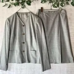 バーバリーロンドン ノーカラージャケット&スカート 上下セット グレー 40