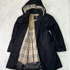 BURBERRY✨フード付きステンカラーコート ライナーダウン付　ブラック　L