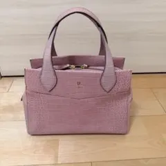 ピンク クロコダイル調 ハンドバッグ