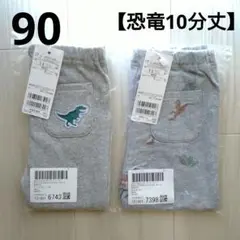 ③新品☆ プティマイン 90 恐竜 レギンス セット 10分丈 ボトムス ズボン