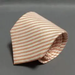 dunhill ダンヒル　ネクタイ（ベージュ＆オレンジ ストライプ 総柄）