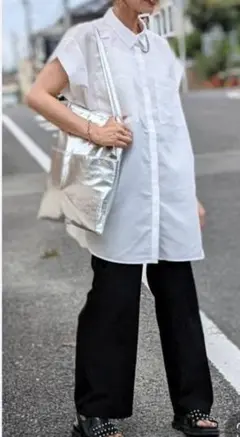 LEPSIMレプシィム ギンガムチェック袖タックフレンチスリーブチュニックワンピ