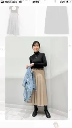 お値下げ致しました！GU プリーツAラインミディスカートQベージュMサイズ