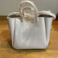 YAHKI ホワイト トートバッグ　バンドバック　床革