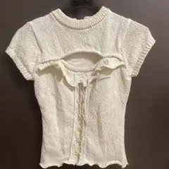 andmary Fleur frill knit tops black - メルカリ