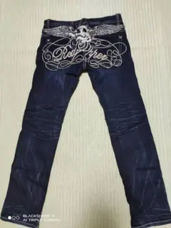 RED PEPPER × Ed Hardy｜スカル&ロゴ刺繍ブラックデニム28 - メルカリ