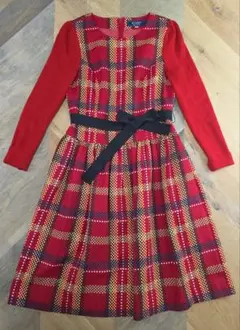 M'S GRACY ひざ丈ワンピース 38 赤チェック　y44