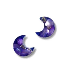 ハンドメイド ピアス レジン シェル 月 パープル プチプラ