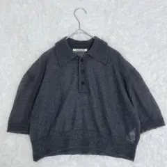 オーラリー ニット モヘア ポロ グレー シャツ シアー トップス