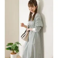 極美品✨　緑❤️　アーバンリサーチ サニーレーベル　ストライプシャツワンピース