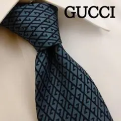 グッチ 高級シルクネクタイ 総柄 ネイビー