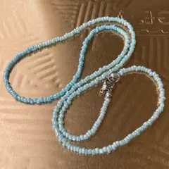 水色ビーズネックレス 淡色パステルカラー シンプルアクセ　シルバー色金具