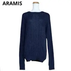 アラミス　ARAMIS　ケーブルニット　M　ネイビー　美品　b6f032のサムネイル