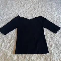 SNIDEL スカラップネックニットトップス ブラック Fサイズ