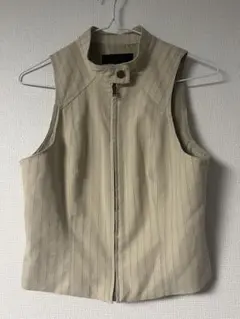 ZARA ストライプ柄 スタンドカラー ジレ ベストのサムネイル