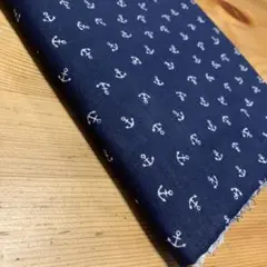 ダブルガーゼ　110×102 水通し済み　アンカー柄　紺色
