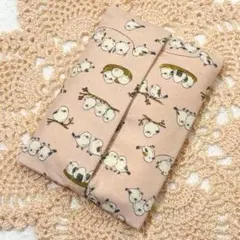 ハンドメイド　ポケットティッシュケース　シマエナガ　ピンク