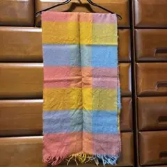 マルチカラーチェックマフラー　ウール100%