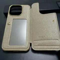 iPhone15plusゴールド ミラー付き フリップカバー