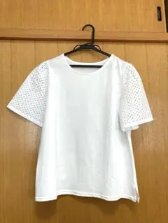 セシール　コットンレーススリーブTシャツ(綿100%・洗濯機OK)