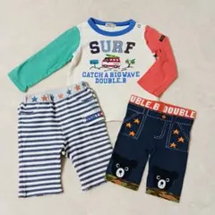 ミキハウス　ダブルB◆男の子コーデ3点セット◆90cm◆ロンT&ズボン