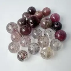 天然石ビーズ ピンク系まとめ ルチル入り素材