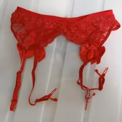 赤いレース ガーターベルト リボン付き　コスプレ