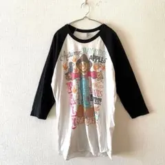 ☆【アメリカンアパレル】Tシャツ 綿混 プリントデザイン ラグランスリーブ L