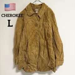 CHEROKEE チェロキー 本革 スエードジャケット シワ加工 L キャメル
