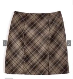 GRL インパン裏地付きチェック柄タイトミニスカート dk1570 ブラウン M