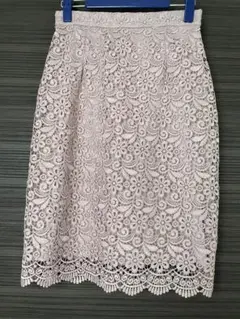 春スカート　ピンクタイトスカート　レース