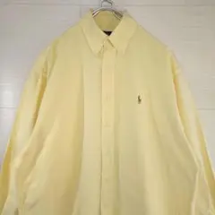 ポロラルフローレン　長袖シャツ　刺繍ロゴ　マルチポニー　ボタンダウン　イエロー