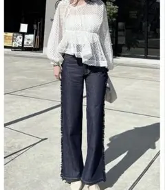 mellowneon フリンジデニムパンツ　新品未使用