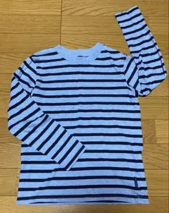 キッズ　青と黒のストライプ 長袖Tシャツ 140cm