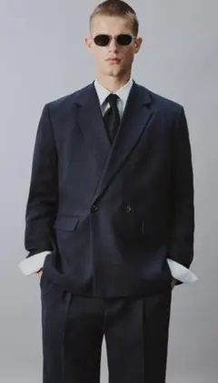 リネン&コットン製ダブルブレストブレザー
