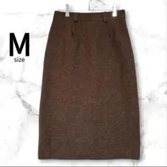 【タグ付き未使用】✨タイトスカート ウール混 厚手 M 膝丈 ブラウン 秋冬